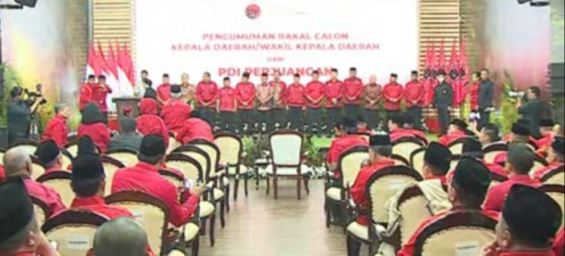 Calon gubernur kaltim, Isran Noor, dan sederat 12 calon kepala daerah lain nya yang telah menerima surat dukungan resmi PDI-P. ( Tangkapan Layar )